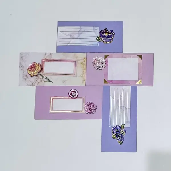 Elegant floral money envelopes in purple and pink
