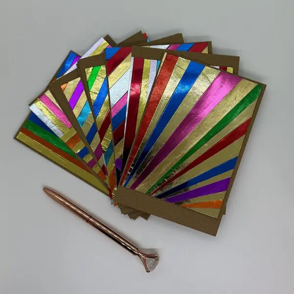 Colorful foil sunburst pattern cards