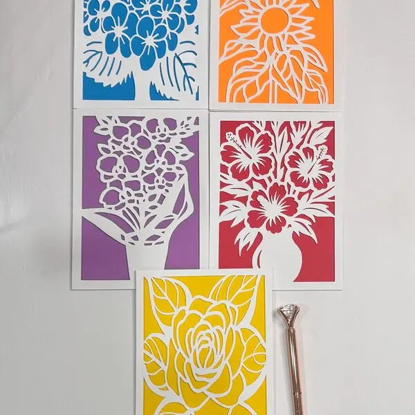 Set of 5 Flower Cards