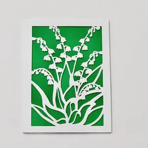 Paper-cut lily of the valley card