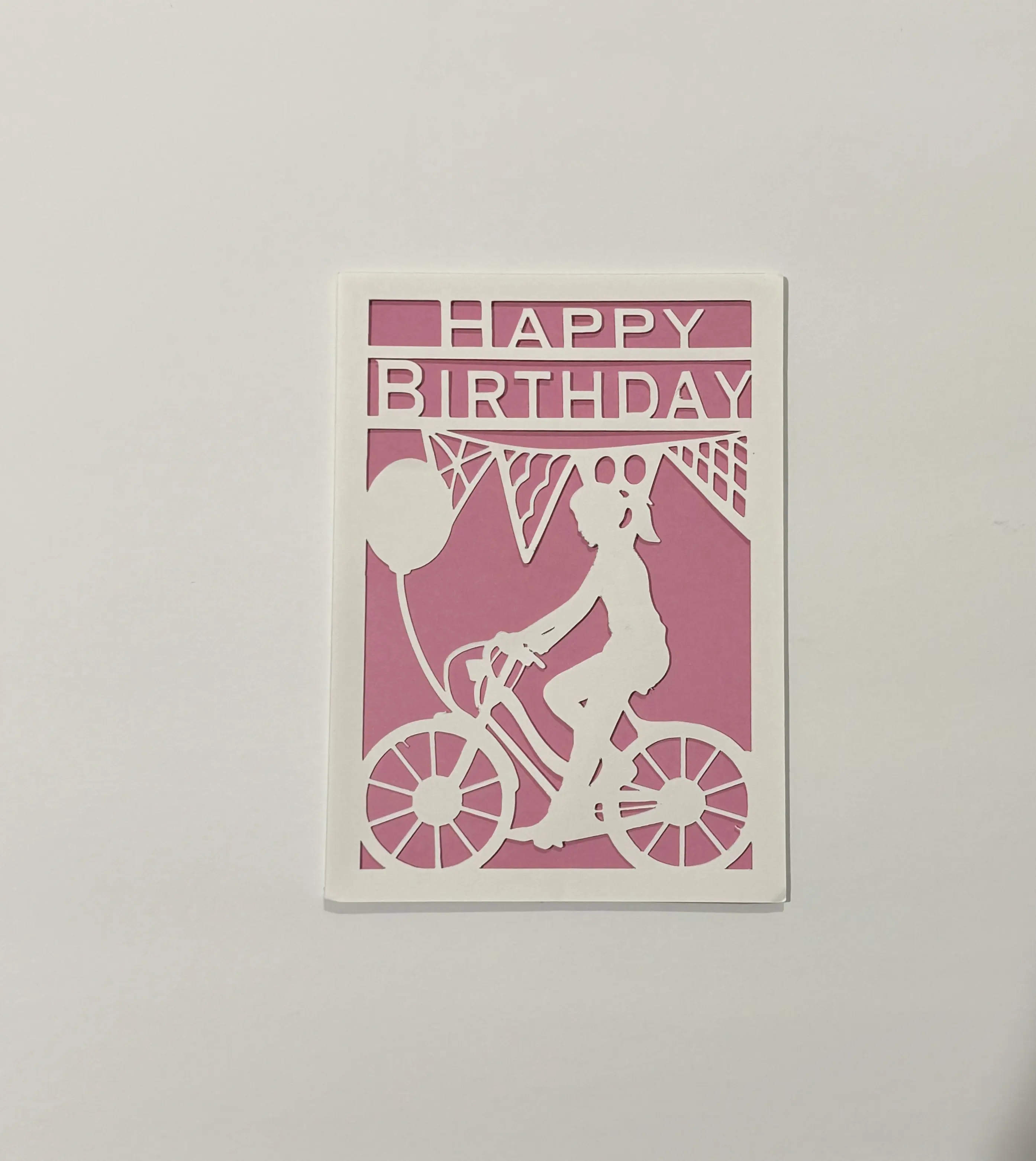 Biking Birthday Card (Pink)