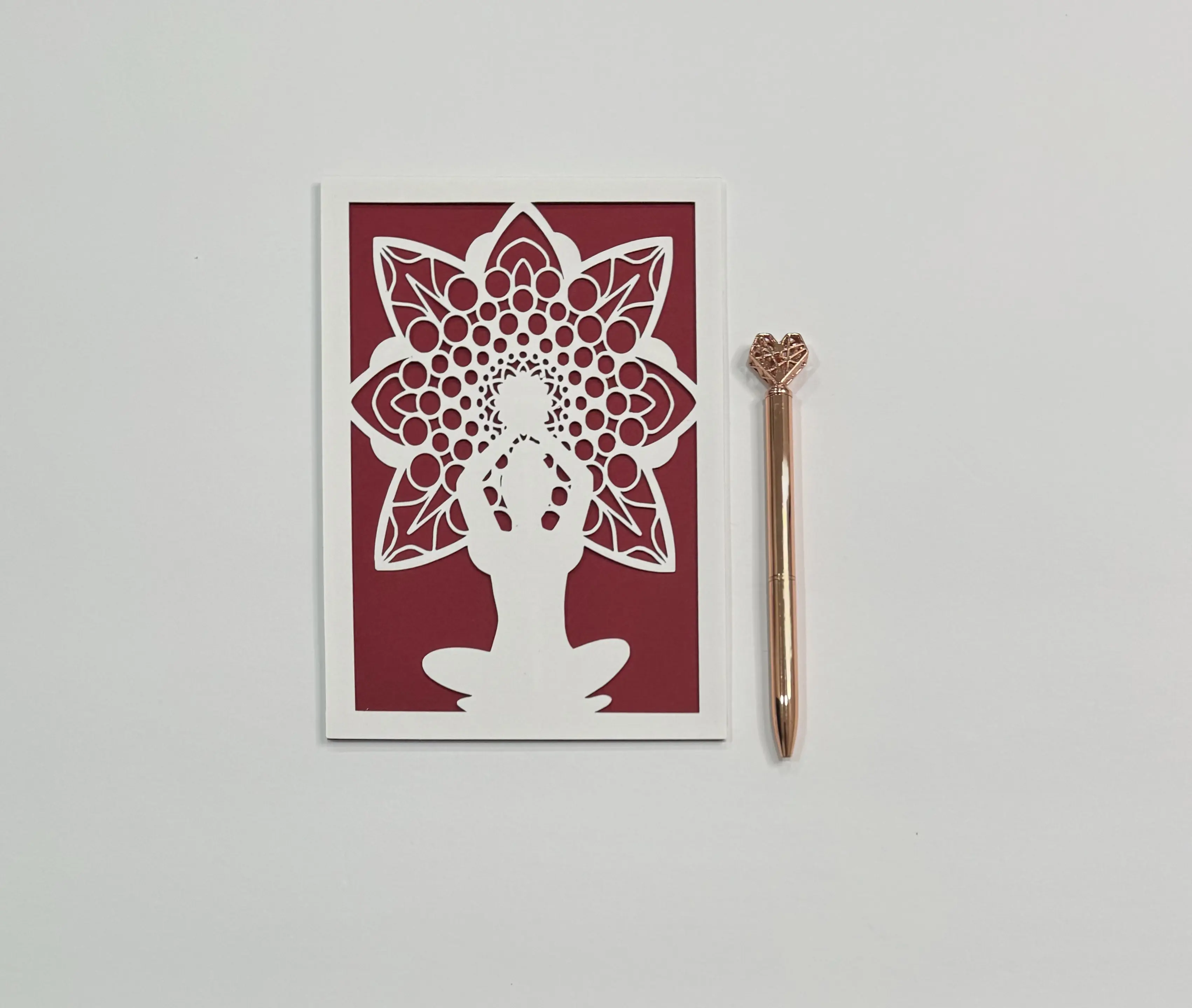 Lotus Meditation Card (Maroon)