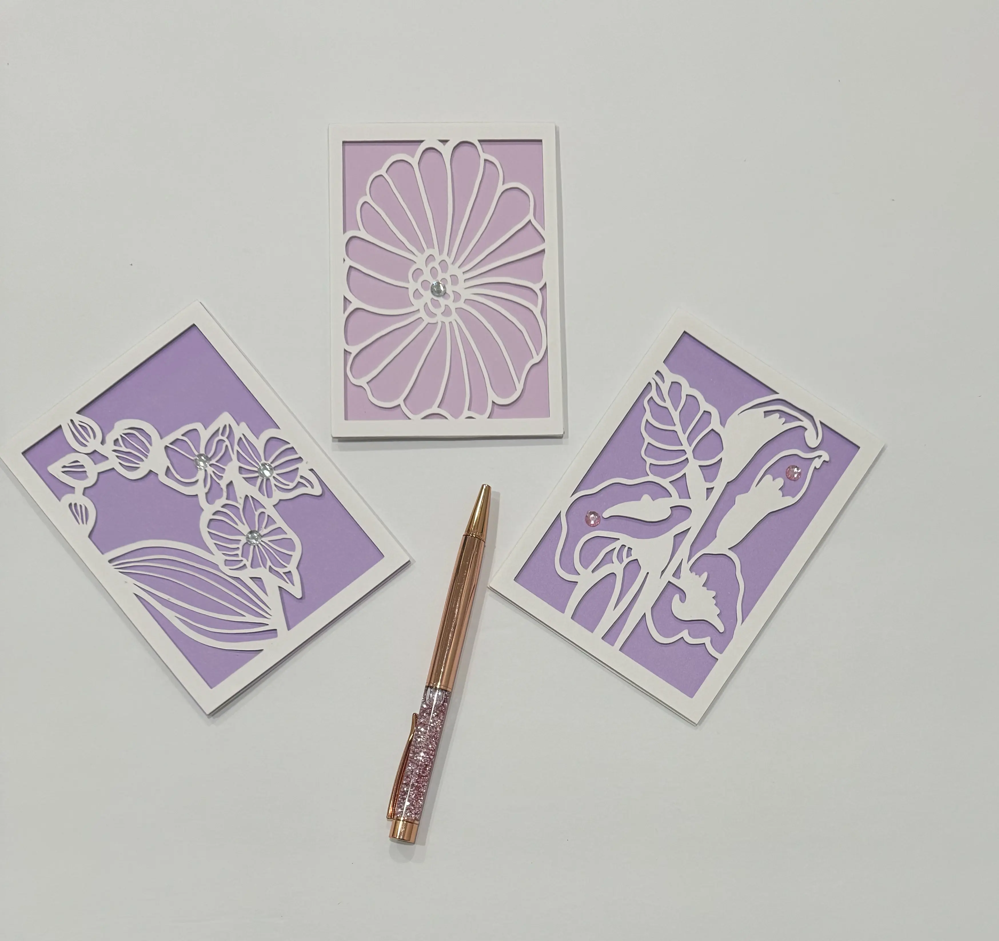 Floral Pattern Set of 3 Cards (Purple)