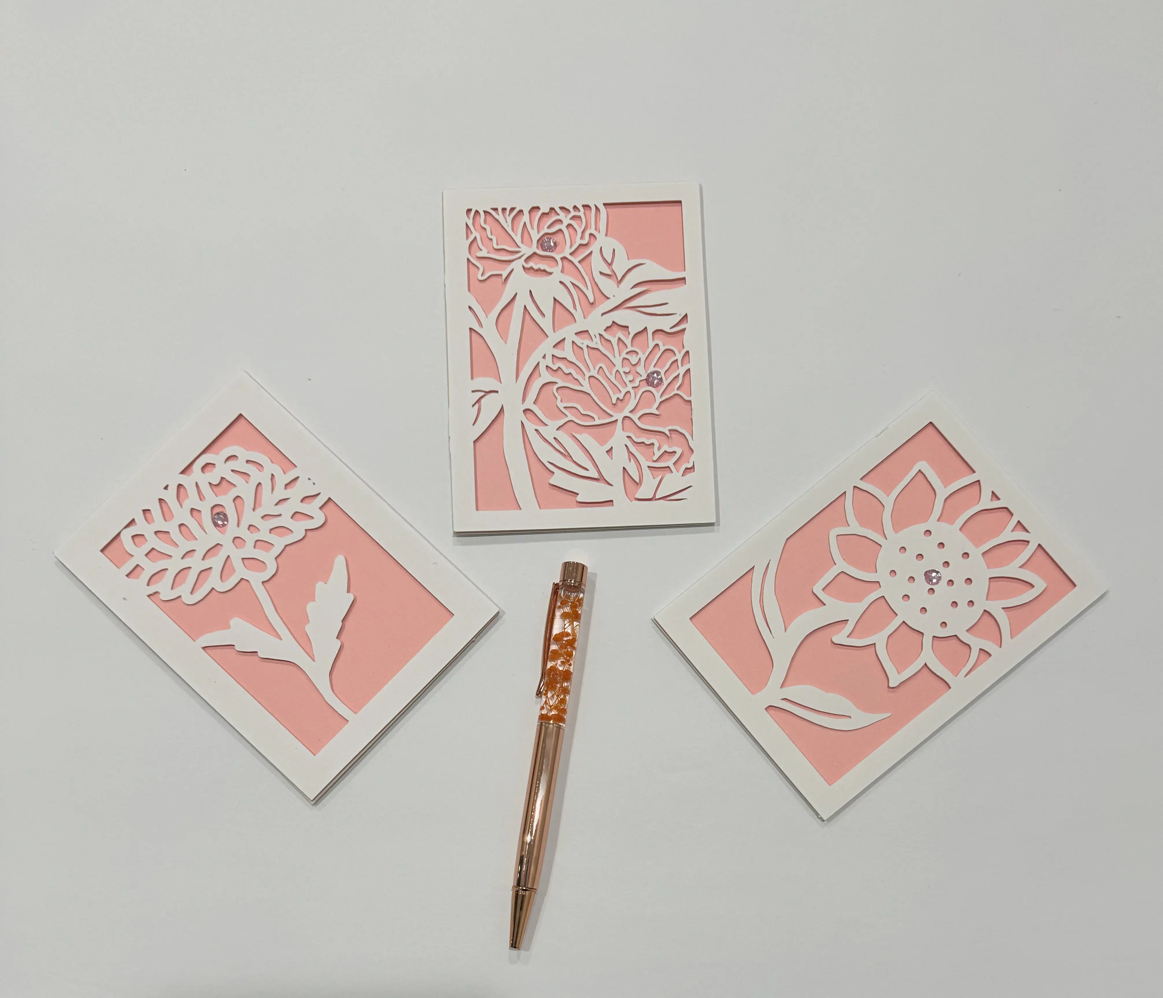 Floral Pattern Set of 3 Cards (Coral)