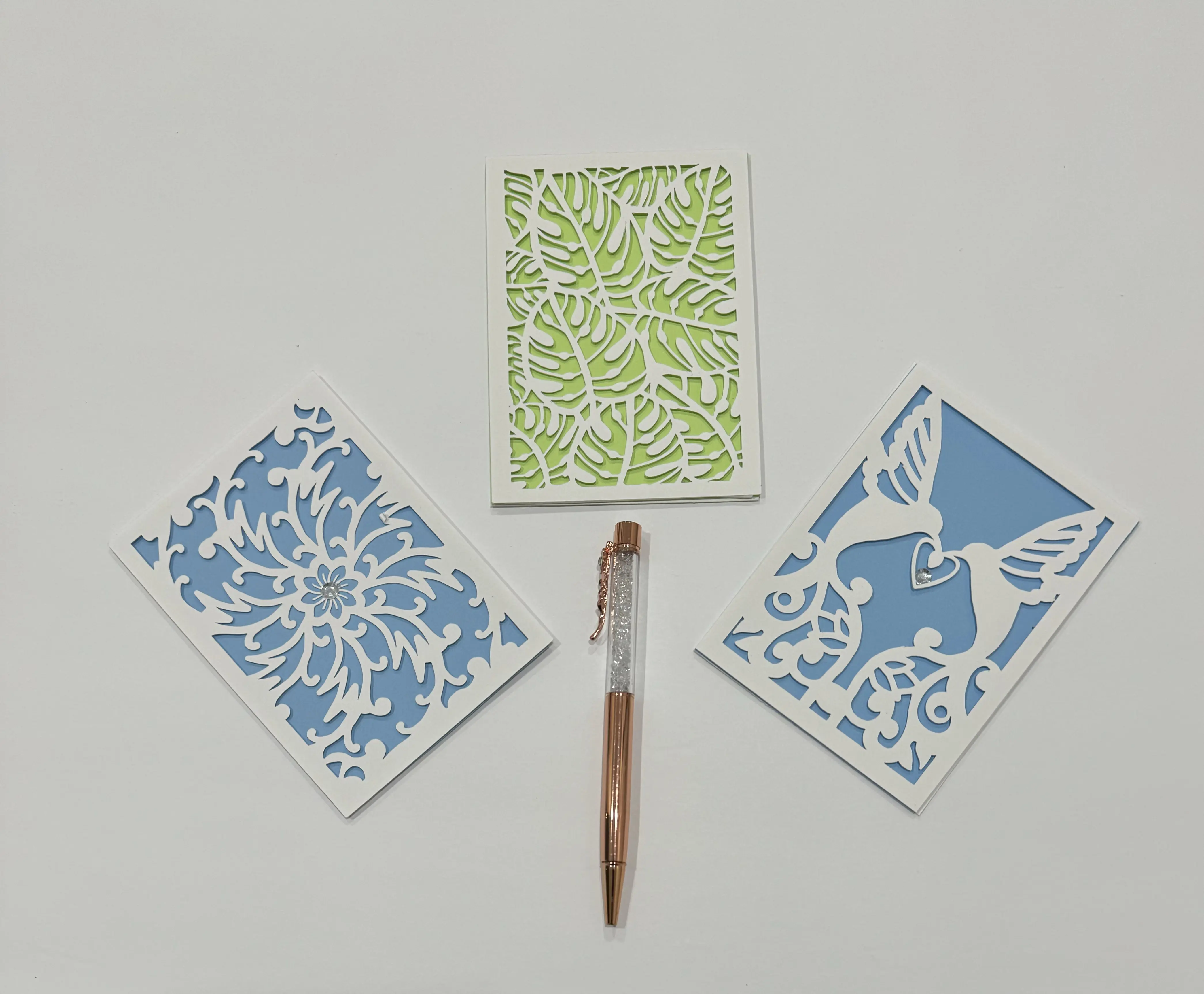 Floral Pattern Set of 3 Cards (Blue/Green)