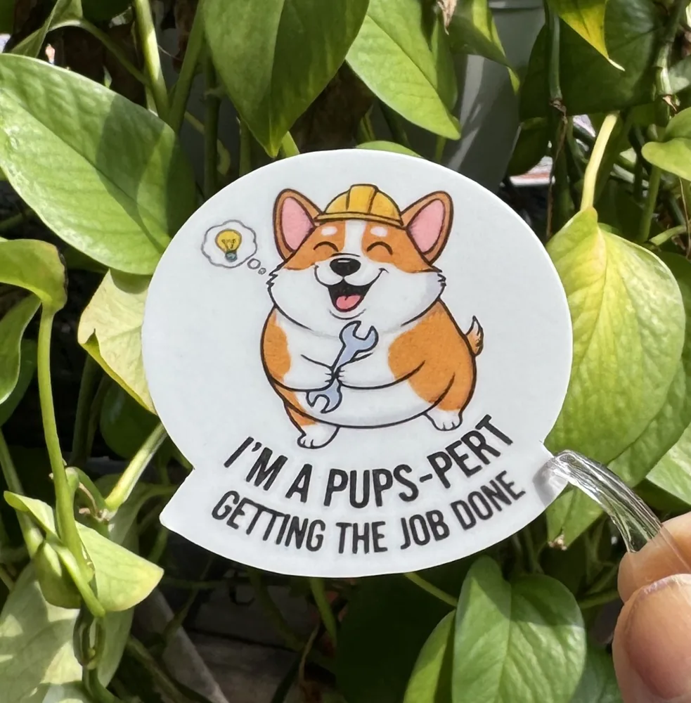 Pups-Pert Corgi Sticker
