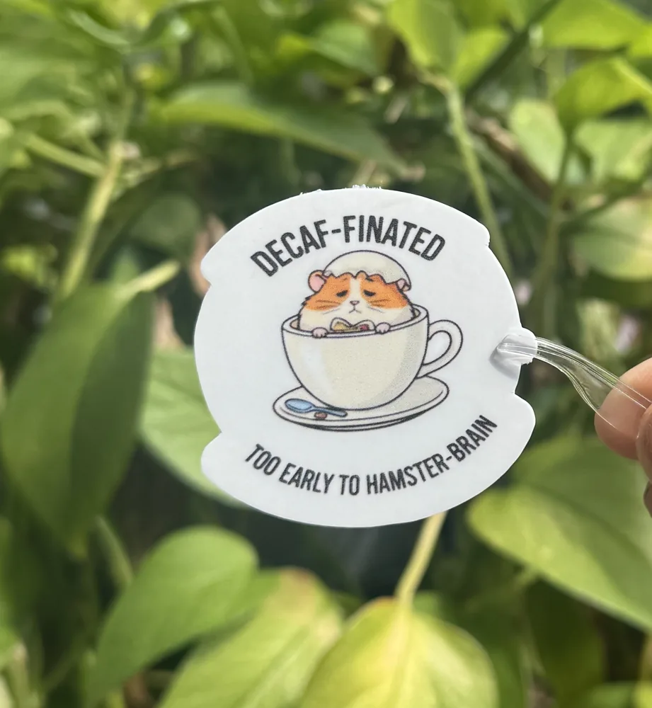 Decaf-Finated Hamster Sticker