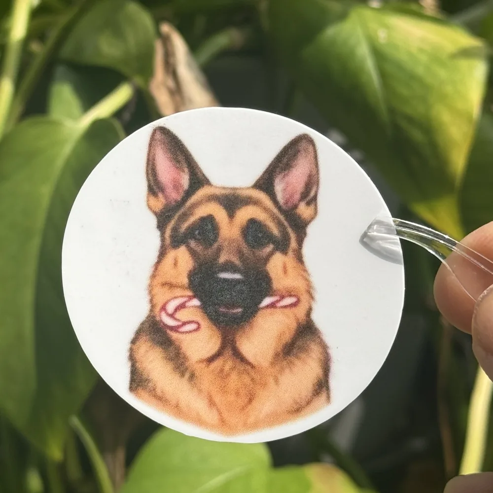 German Shepherd Candy Cane Sticker
