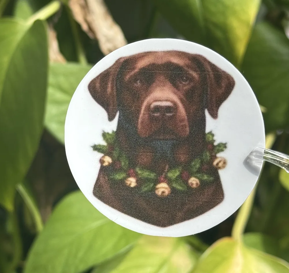 Chocolate Lab Wreath Sticker