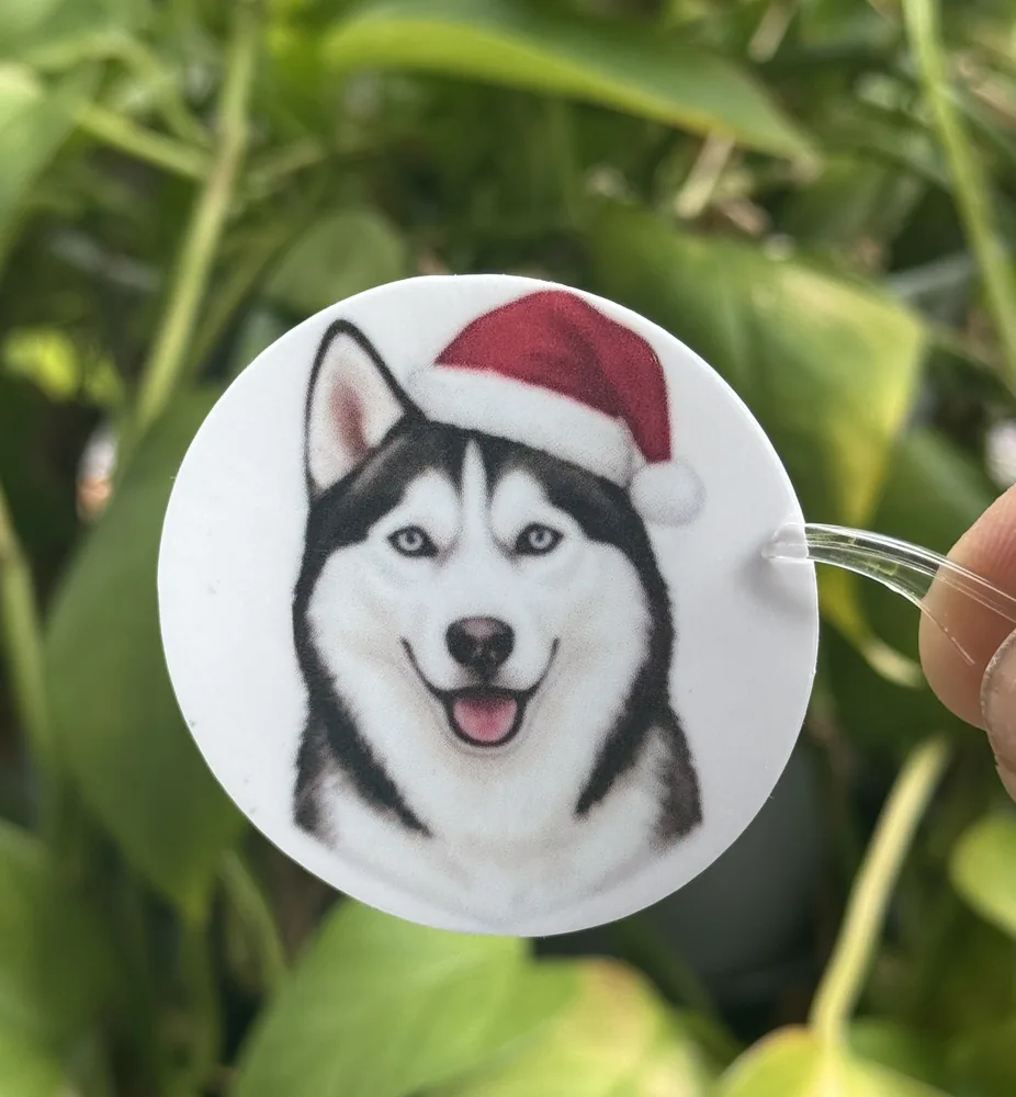 Husky Santa Hat Sticker