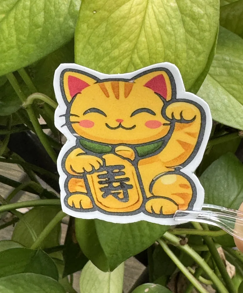 Lucky Cat Sticker (Orange)