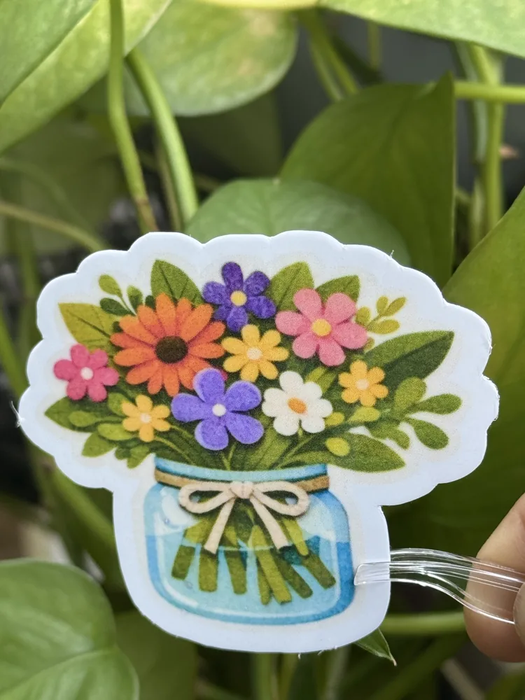 Flower Bouquet Jar Sticker