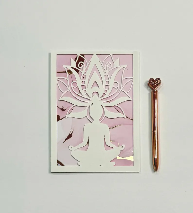 Yoga meditation paper-cut card